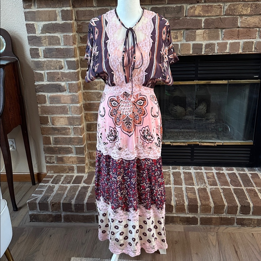 FARM Rio Pink Multi-Panel Maxi Dress